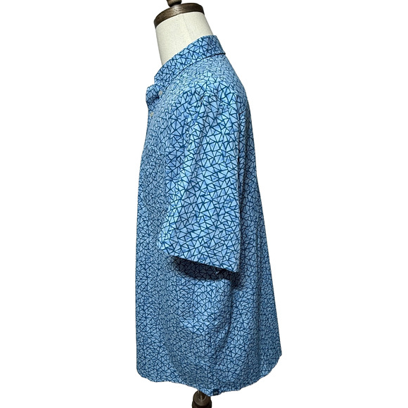 Southern Tide Shirt Mens XL Blue Geometric Nylon Stretch Short Sleeve Beachy - Picture 5 of 10